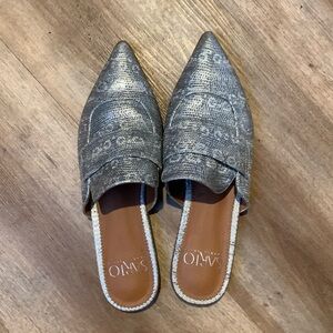 Franco Sarto Silver Mule Slides